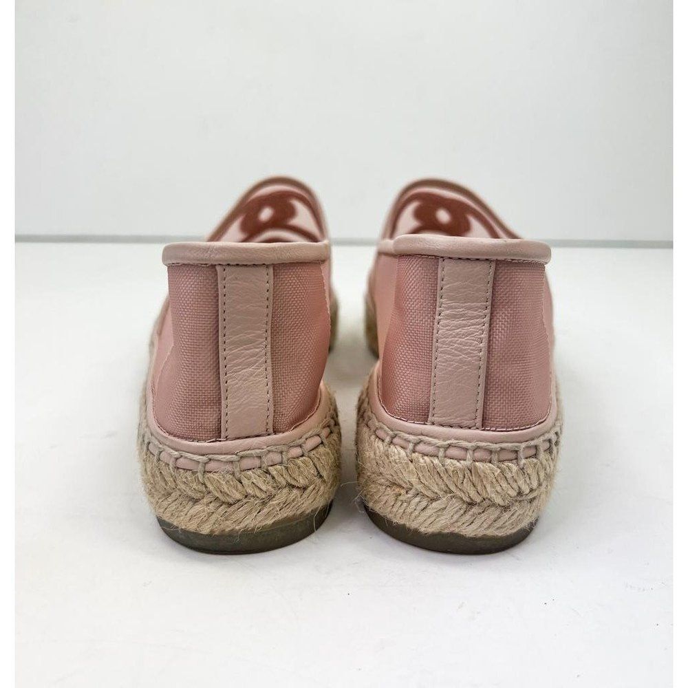 CHANEL Grosgrain Light Pink Mesh CC Logo Pink Cap Toe Flat Espadrilles Size EU37 - Picture 9 of 13